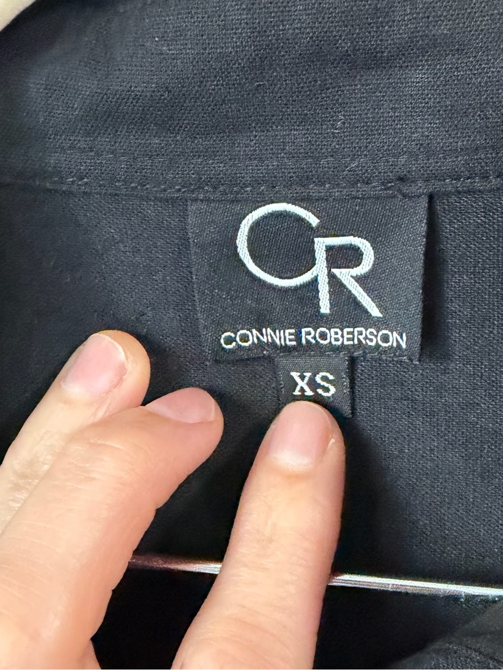 Connie Roberson Black Eyelet Button Down Tunic Shirtdress XS w/ pockets like new - Picture 5 of 10